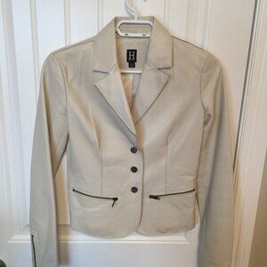 TOMMY HILFIGER WHITE LEATHER BLAZER